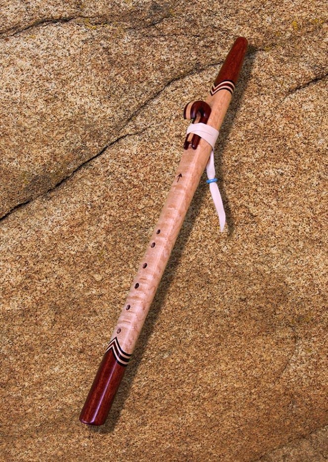 Birds Eye Maple and Bloodwood Native American Style Love Flute  (E - 440Hz)