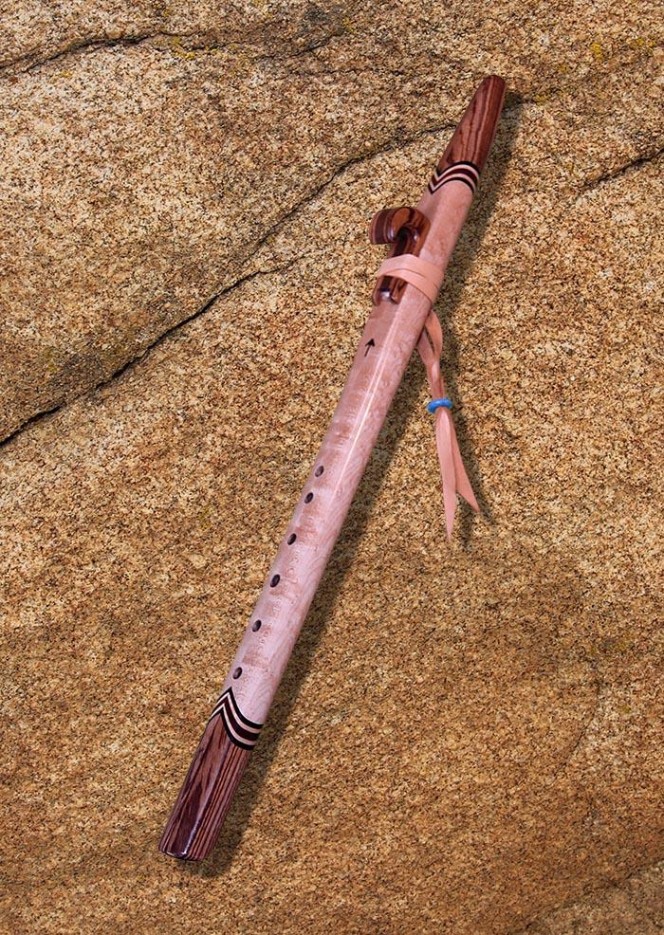 Birds Eye Maple and Zebrawood Native American Style Love Flute  (E - 440Hz)