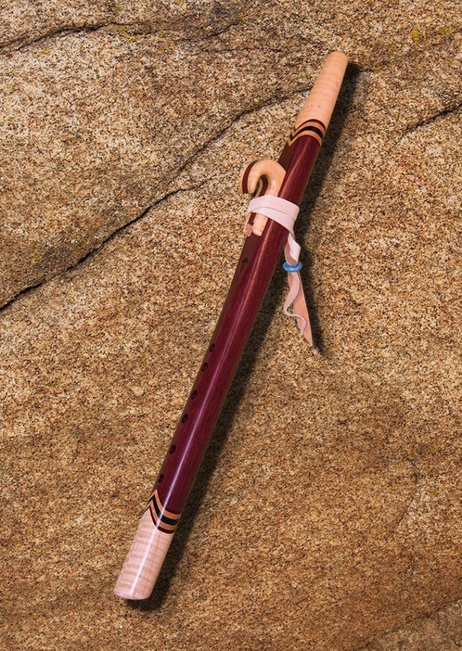 Purple Heart and Curly Maple Native American Style Love Flute  (G - 432Hz)